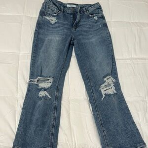 Straight leg distressed jeans